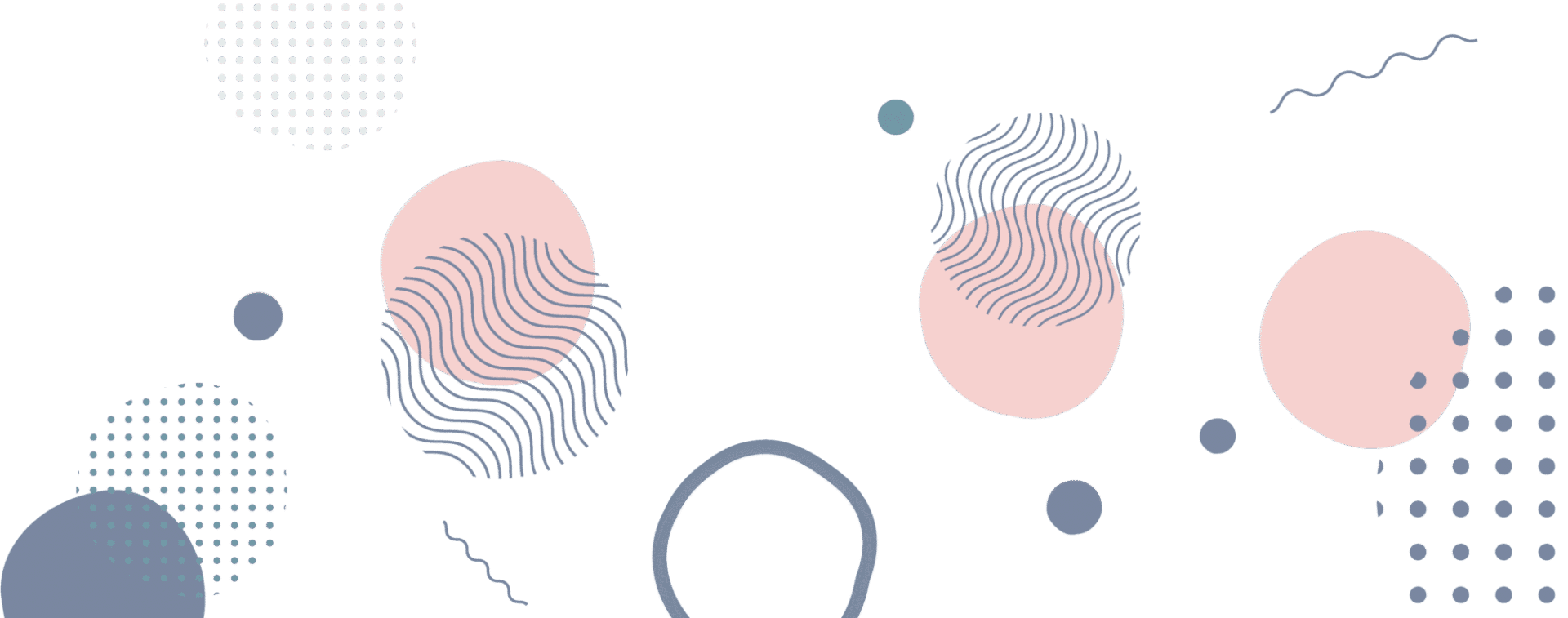 Abstract colorful shapes and patterns on a green background.